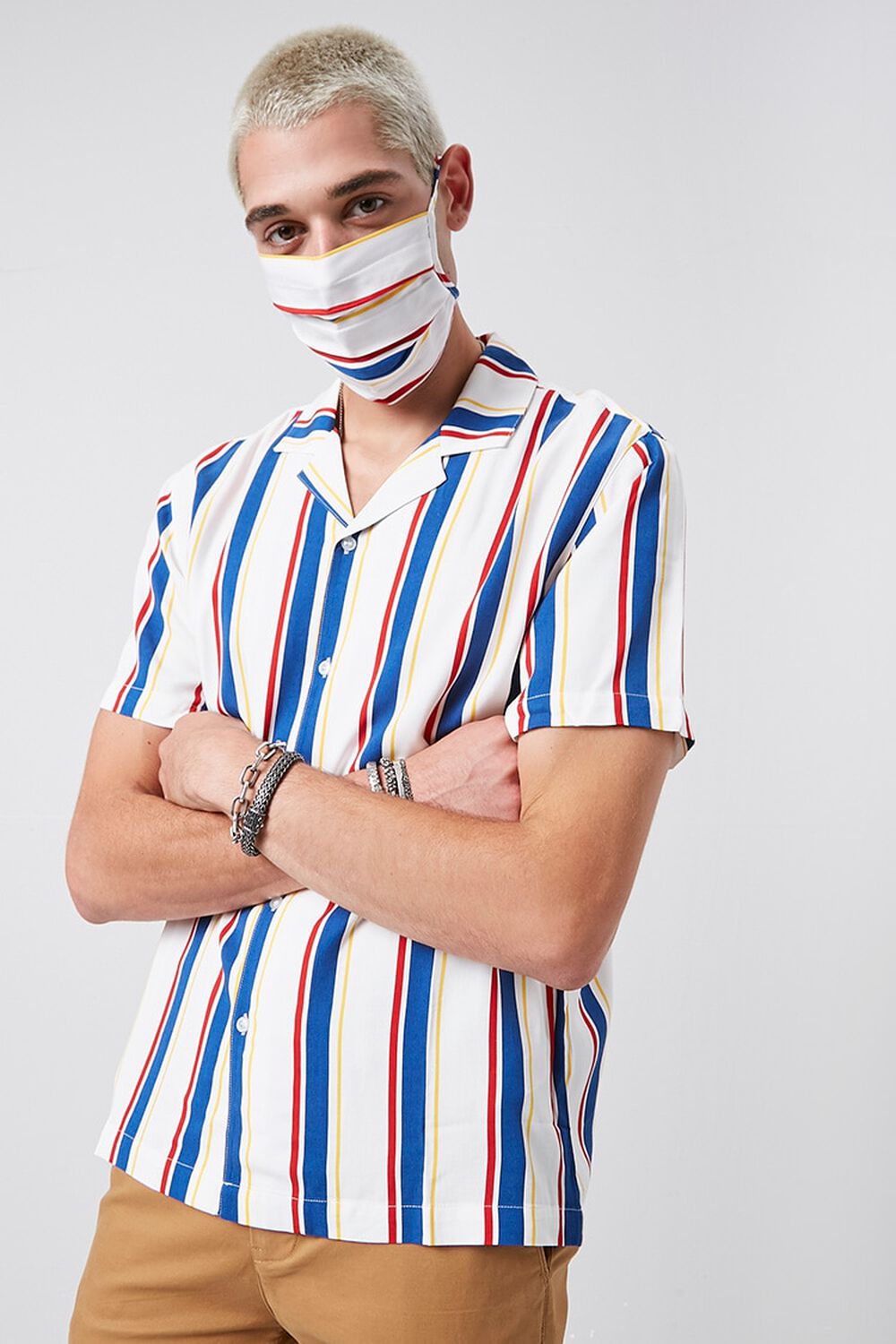 Striped Shirt & Face Mask Set, image 1