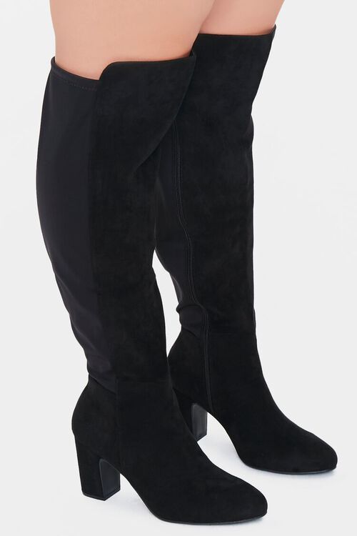 BLACK Block Heel Over-the-Knee Boots (Wide), image 2