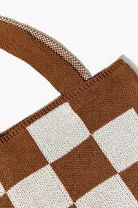 TAN/WHITE Checkered Knit Handbag, image 3