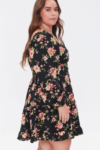 Plus Size Rose Print Mini Dress, image 2