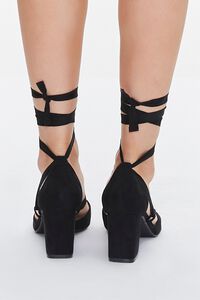 BLACK Faux Suede Lace-Up Block Heels, image 3