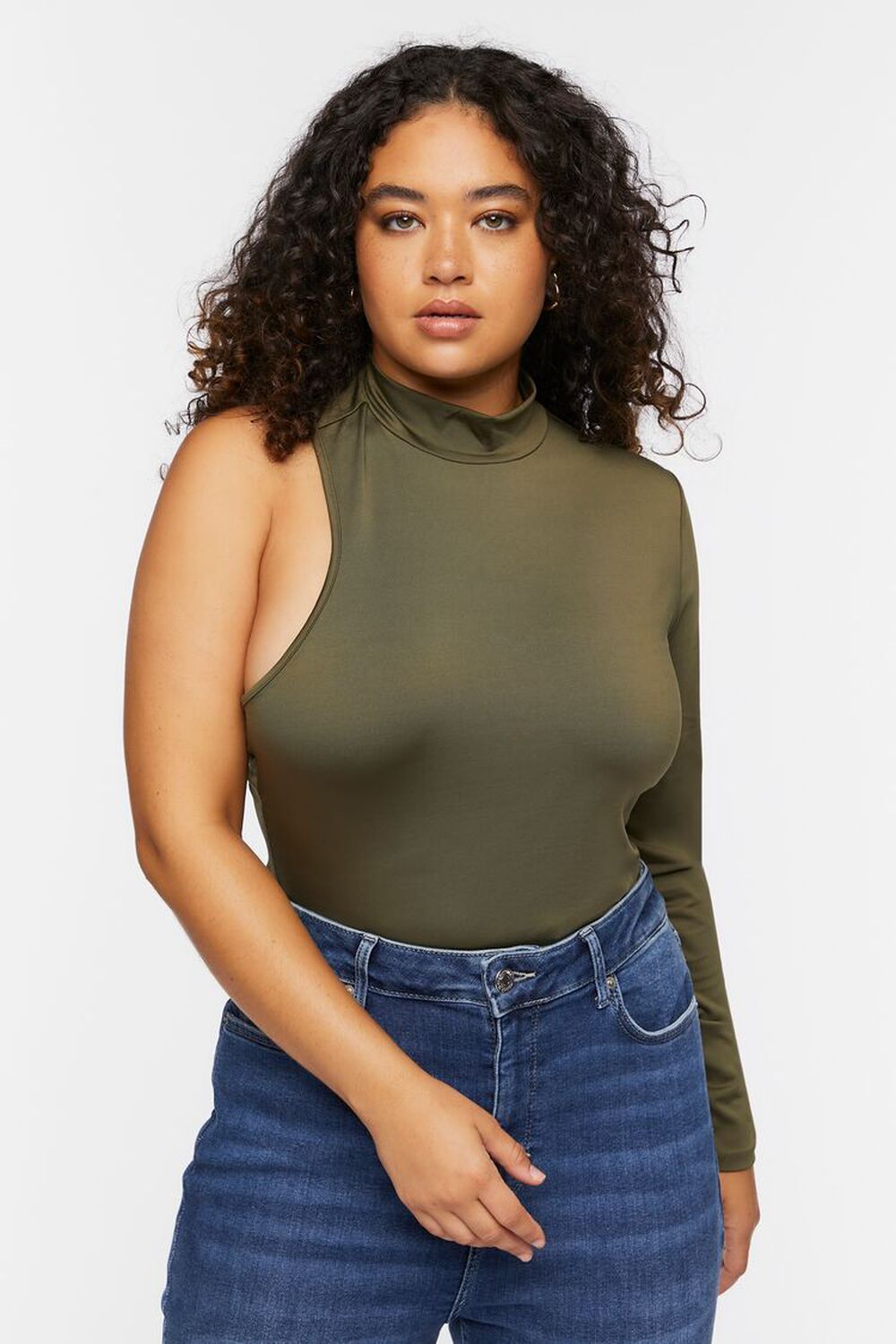 CYPRESS  Plus Size One-Sleeve Cutout Top, image 1