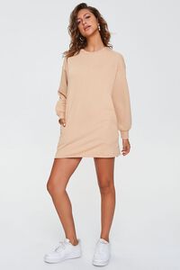 TAUPE French Terry Sweatshirt Dress, image 4