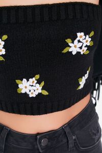BLACK/MULTI Floral Sweater-Knit Tube Top, image 6
