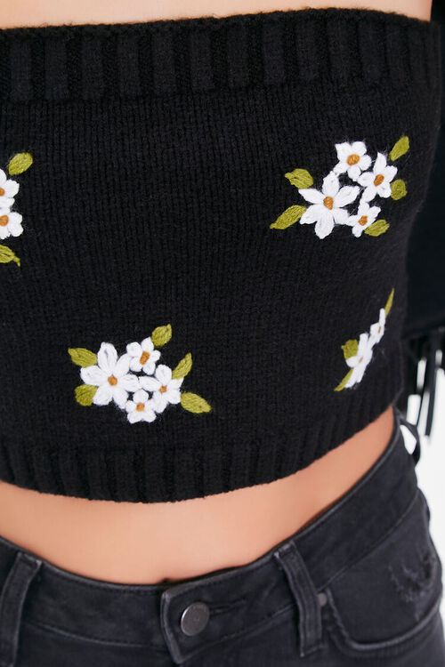 BLACK/MULTI Floral Sweater-Knit Tube Top, image 6