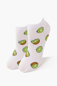 WHITE/MULTI Kiwi Print Ankle Socks, image 1