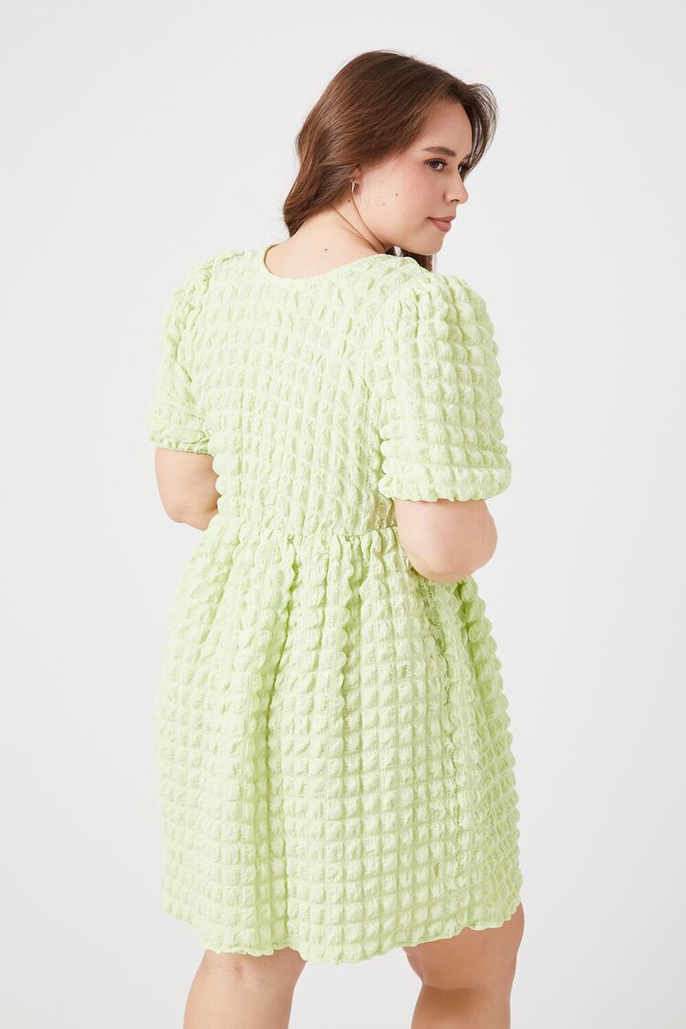 Plus Size Textured Babydoll Mini Dress, image 3