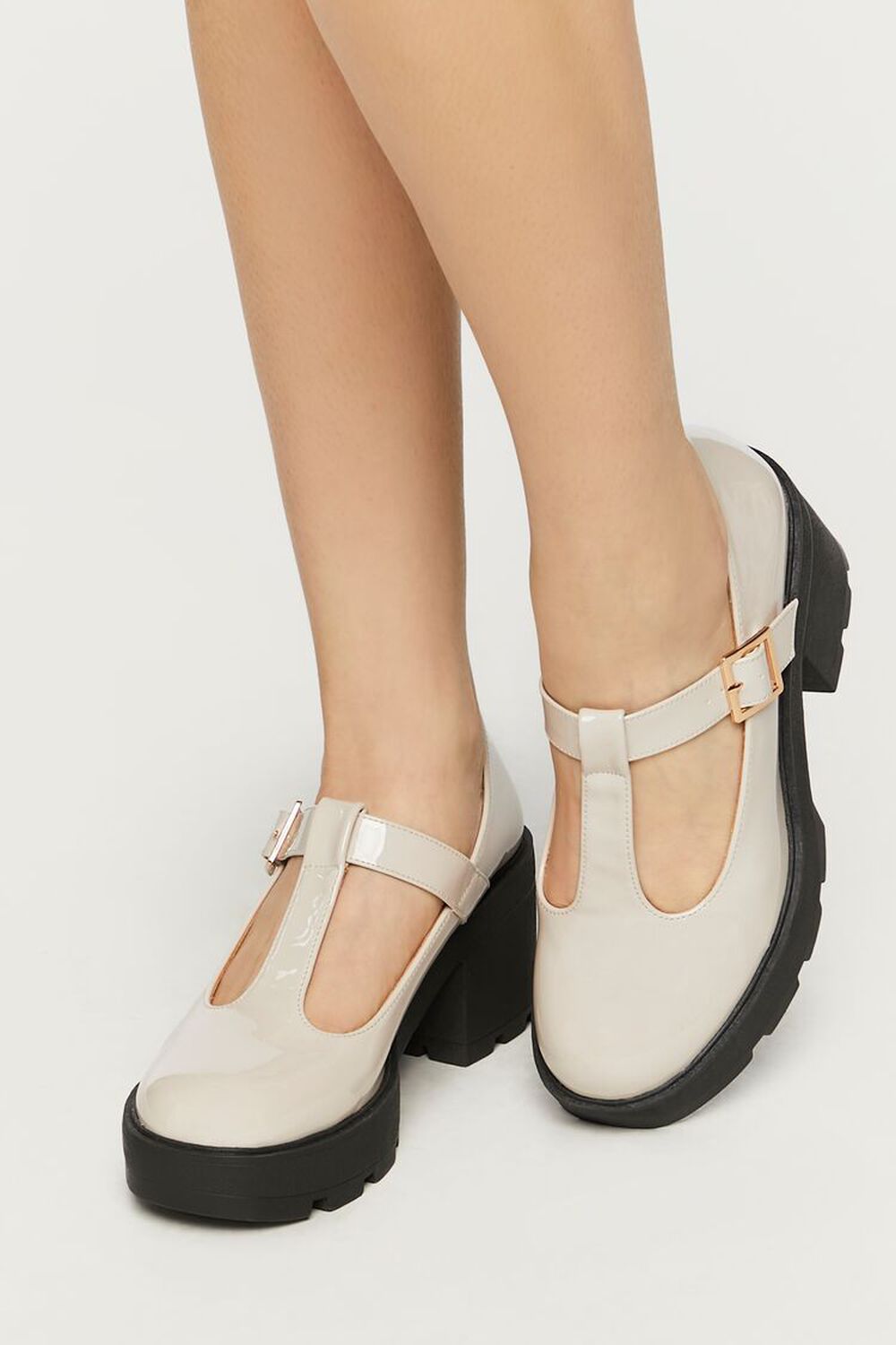 CREAM Faux Patent Leather T-Strap Mary Jane Heels, image 2