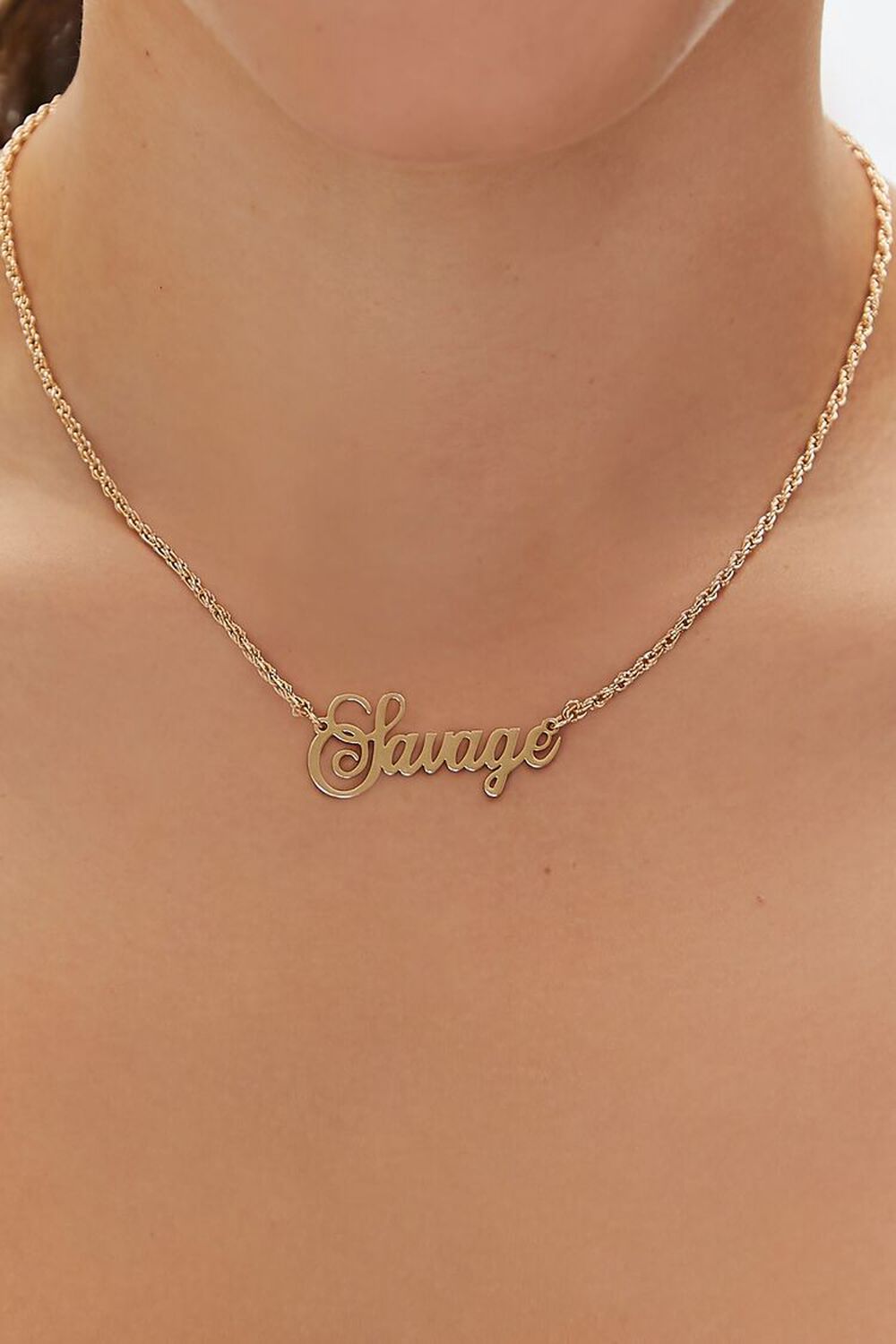 GOLD Savage Nameplate Chain Necklace, image 1