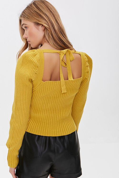 MUSTARD Ribbed Self-Tie Fitted Sweater, image 3