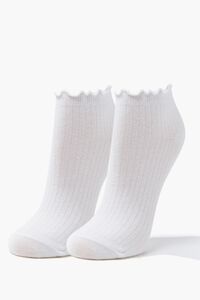 WHITE Lettuce-Edge Ankle Socks, image 1