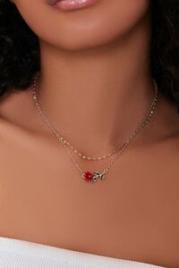 RED/MULTI Rose Pendant Necklace Set, image 1