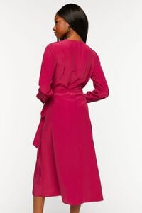 MAGENTA Surplice Long-Sleeve Wrap Midi Dress, image 3