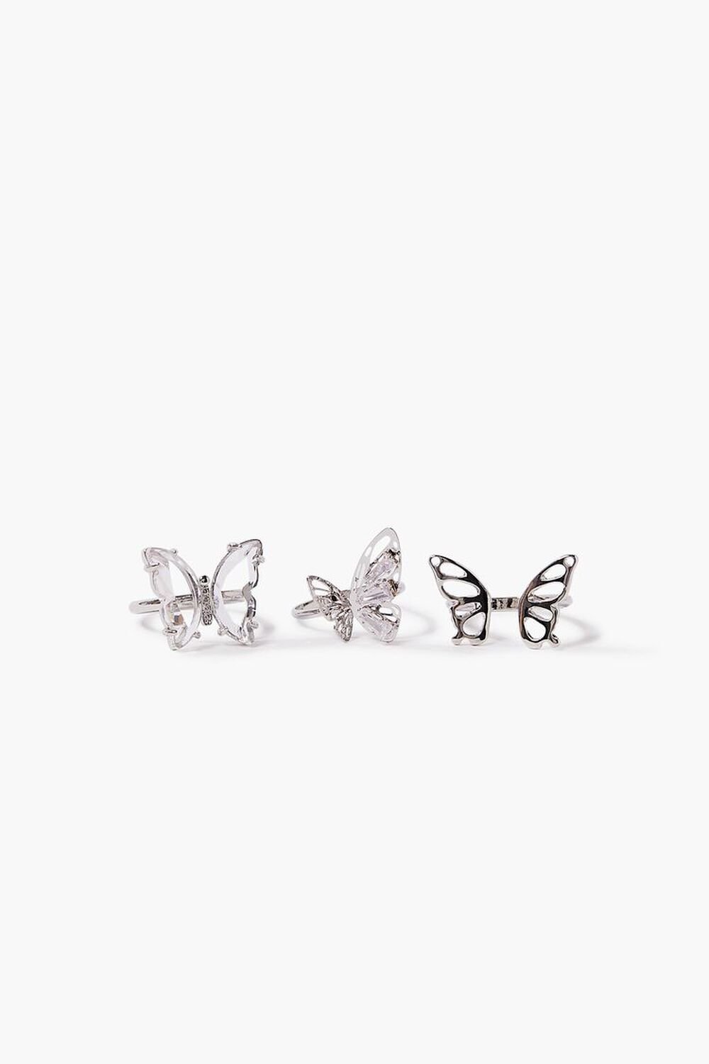 SILVER Butterfly Charm Ring Set, image 1