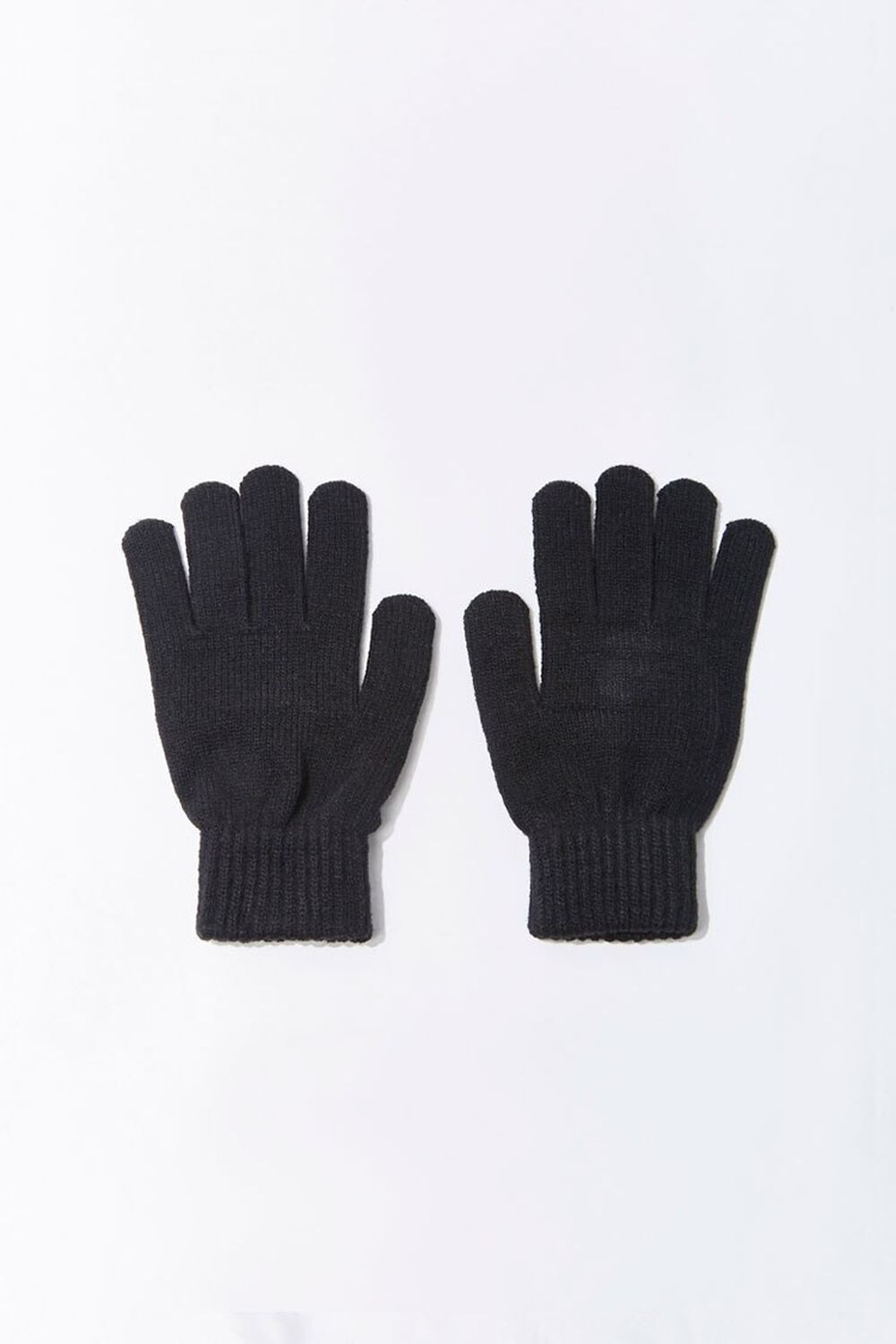 BLACK Men Ribbed-Trim Gloves, image 1