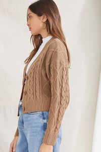 BROWN Cable Knit Cardigan Sweater, image 2