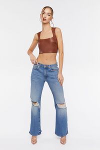 BROWN Faux Leather Crop Top, image 4