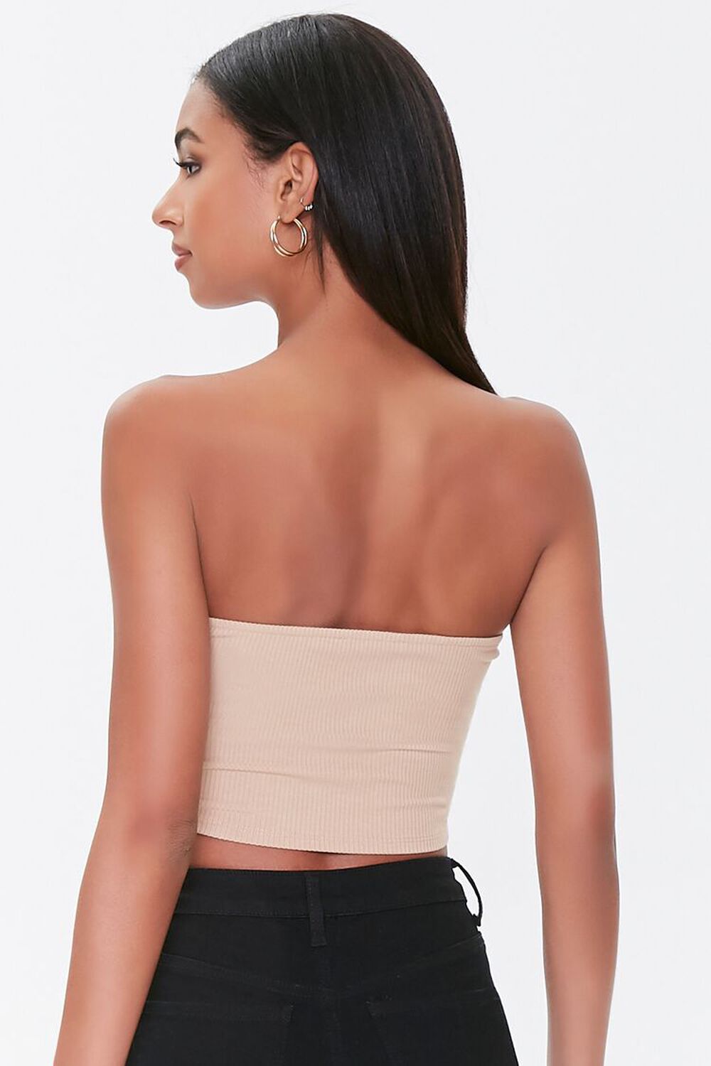 TAUPE Ruched Drawstring Tube Top, image 3