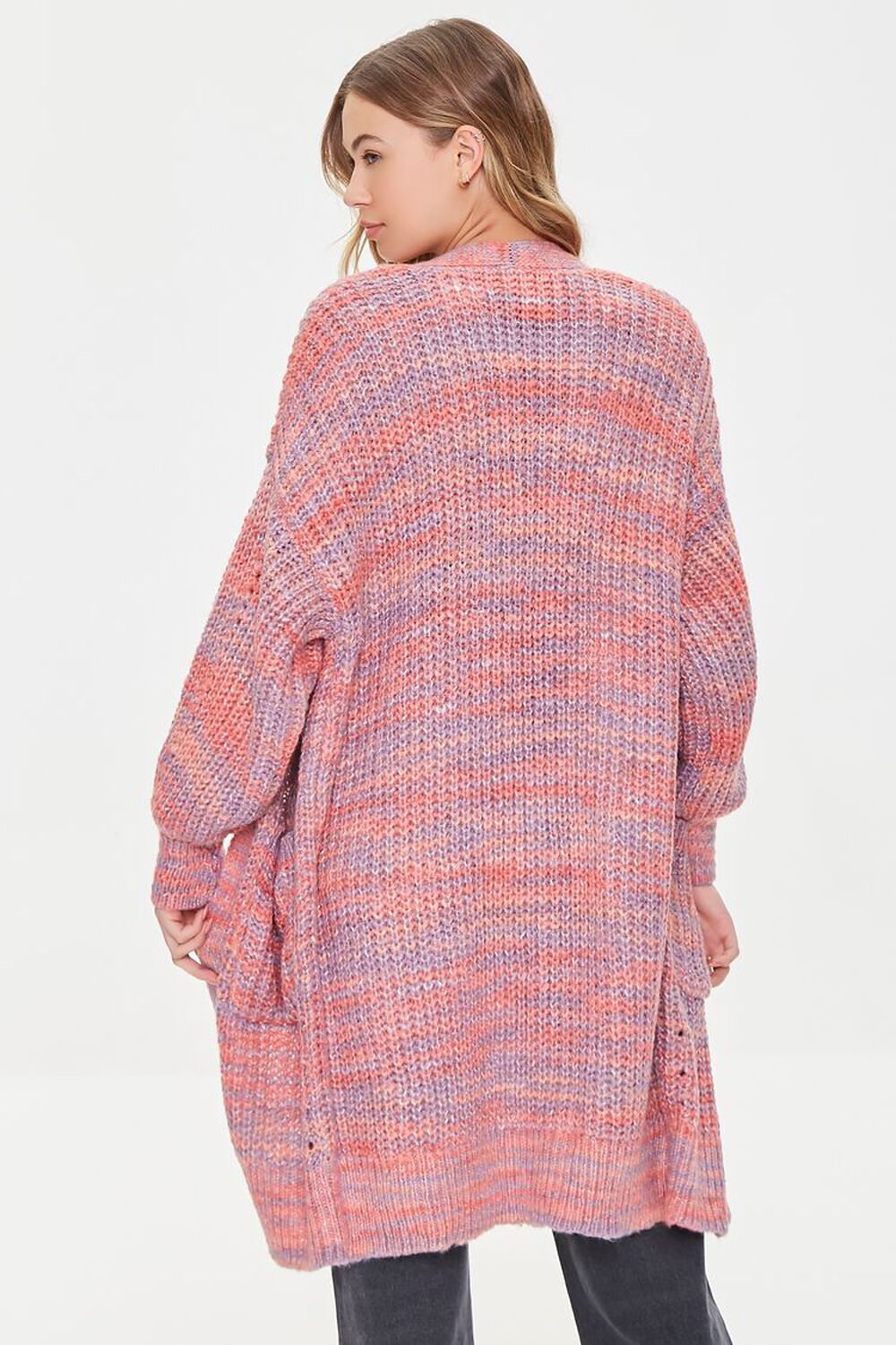 RUST/MULTI Space Dye Longline Cardigan Sweater, image 3