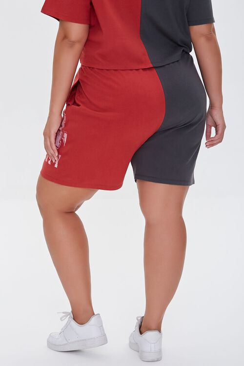 RED/MULTI Plus Size Reworked Graphic Shorts, image 4