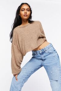 TAUPE Cropped Batwing-Sleeve Top, image 1