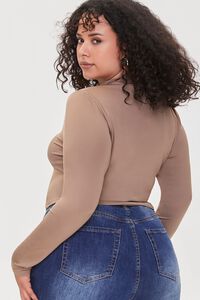TAUPE Plus Size Mock Neck Crop Top, image 3