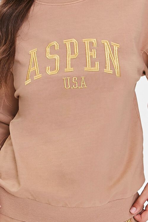 BROWN/YELLOW Embroidered Aspen Graphic Pullover, image 5