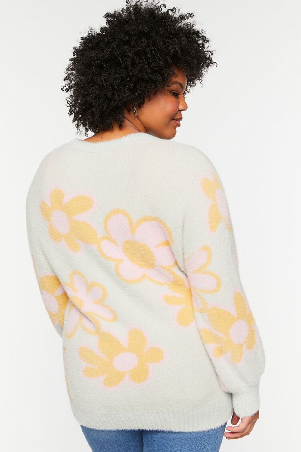 Plus Size Fuzzy Floral Sweater, image 3