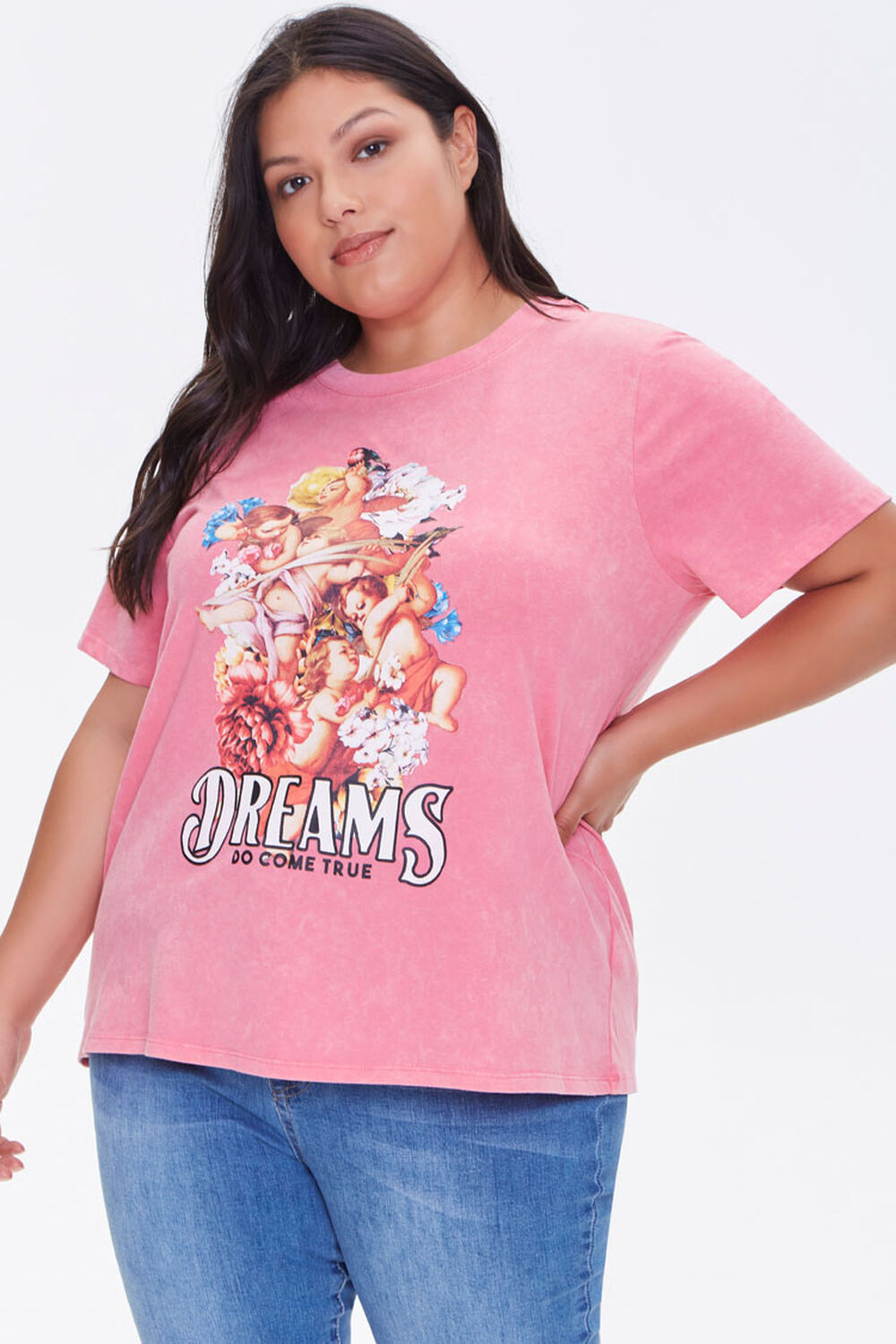 PINK/MULTI Plus Size Dreams Graphic Tee, image 1