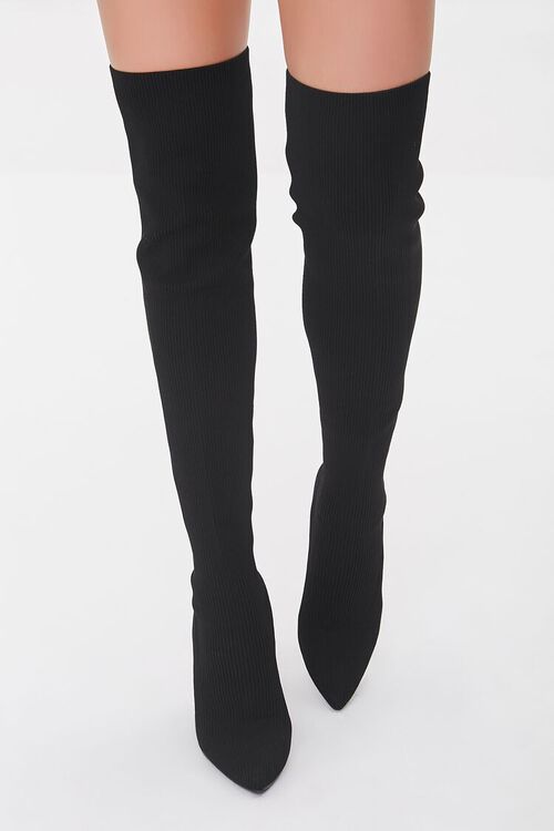 BLACK Ribbed Over-the-Knee Boots, image 4