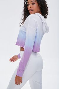 WHITE/BLUE Active Ombre Raw-Cut Hoodie, image 2