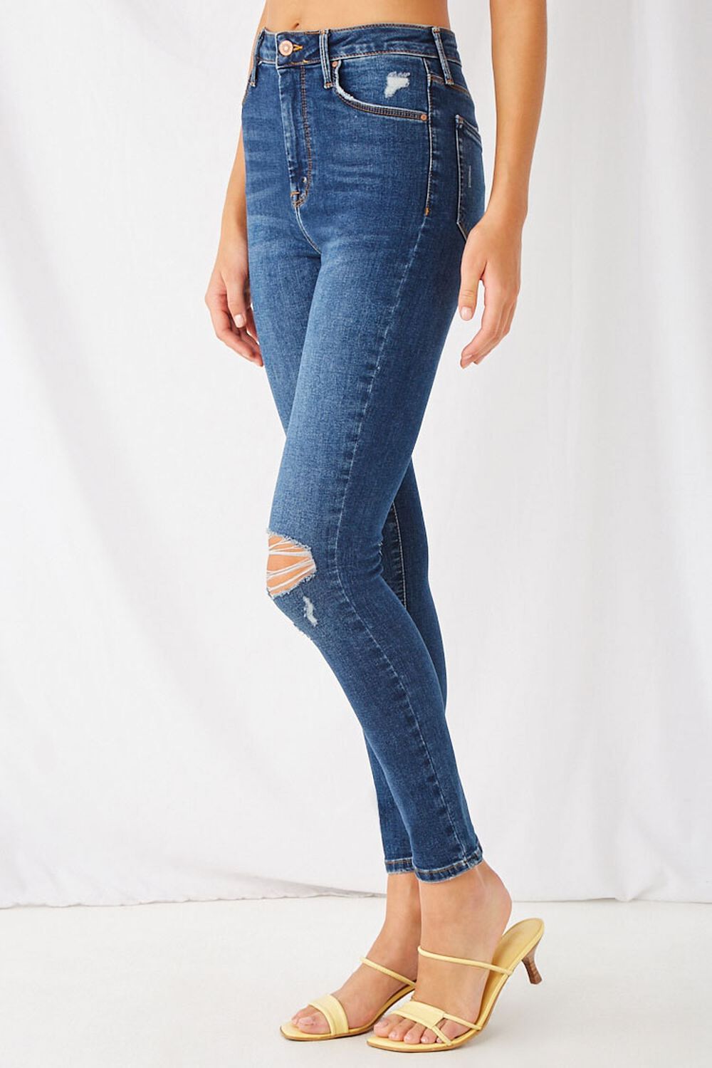 DARK DENIM Super Skinny Distressed Jeans, image 3