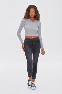 HEATHER GREY Ribbed Sweater-Knit Crop Top, image 4