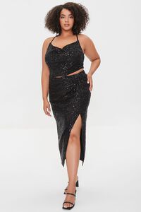 BLACK/BLACK Plus Size Sequin Cropped Cami & Skirt Set, image 1