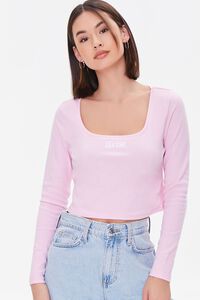 PINK/WHITE Embroidered Barbie™ Top, image 1
