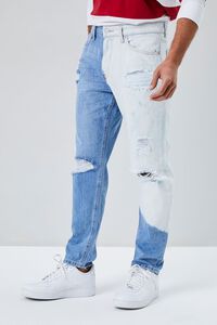 LIGHT DENIM/WHITE Slim-Fit Bleach Wash Jeans, image 3