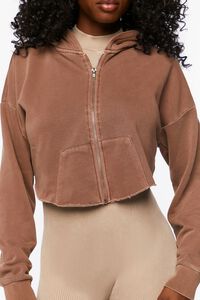 BROWN French Terry Zip-Up Hoodie, image 5