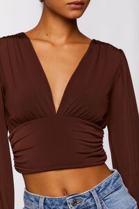 CHOCOLATE Plunging Shirred Crop Top, image 5