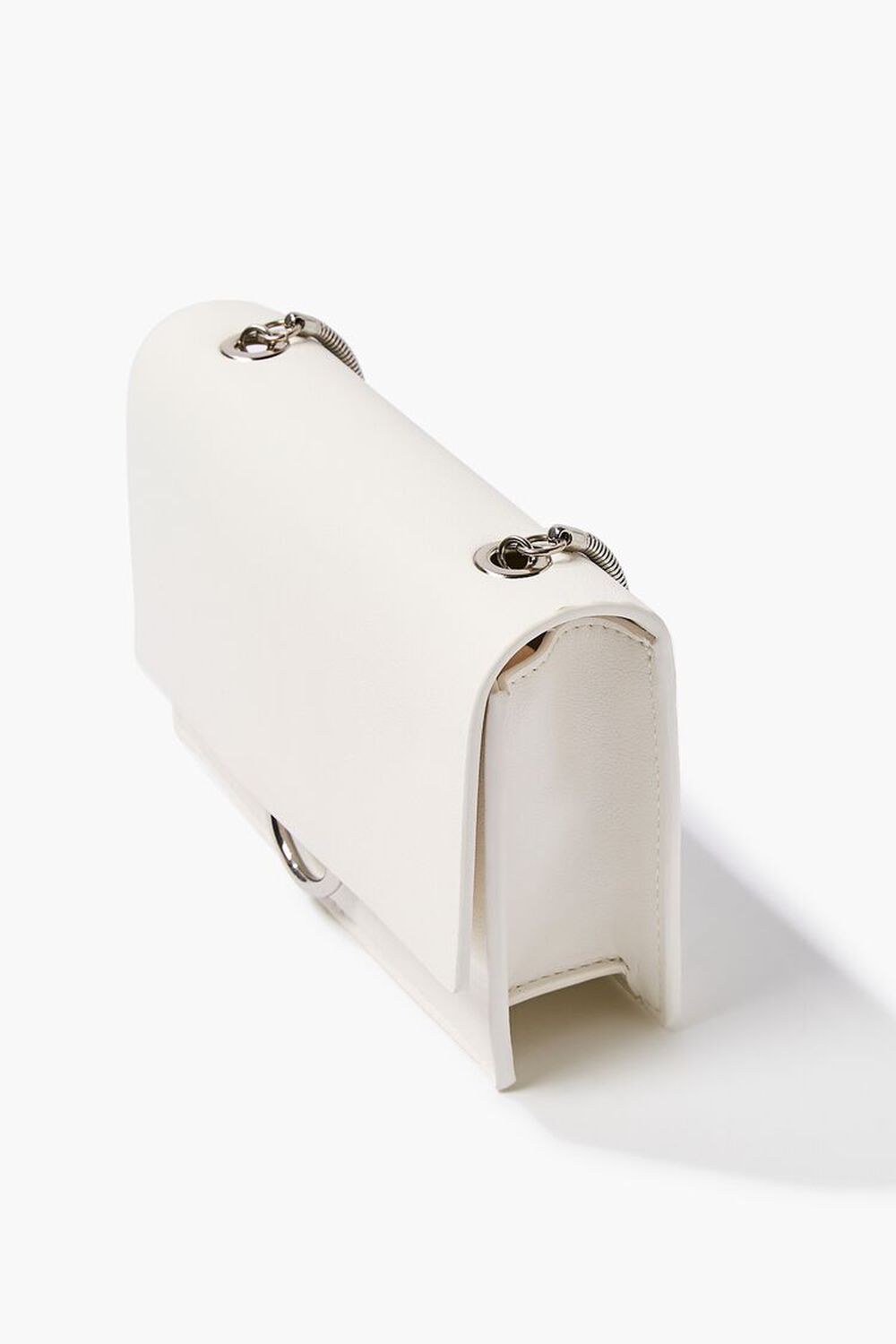 WHITE Faux Leather Chain Crossbody Bag, image 2
