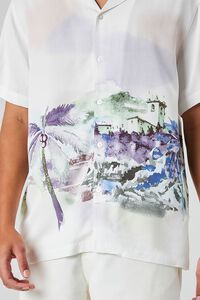 WHITE/MULTI Watercolor Landscape Print Shirt, image 5