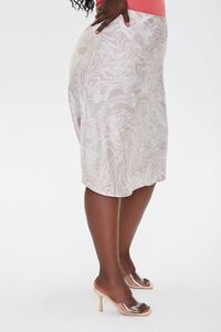 CHAMPAGNE/IVORY Plus Size Satin Line Art Skirt, image 3