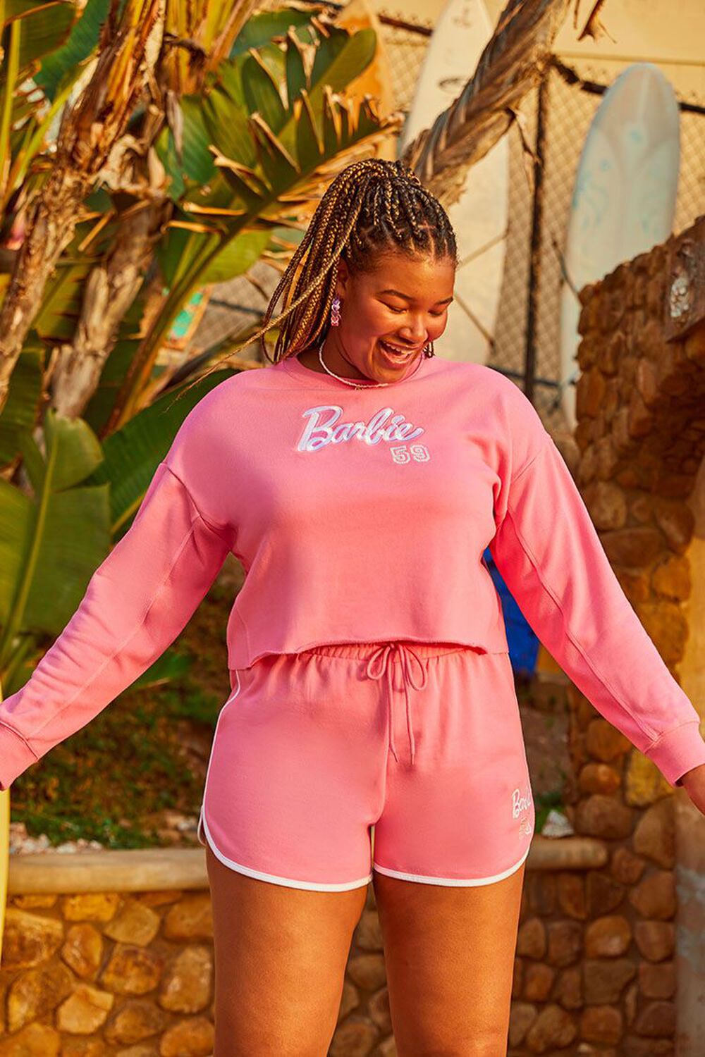 PINK/MULTI Plus Size Barbie Graphic Pullover, image 1