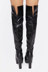 BLACK Faux Leather Over-the-Knee Boots, image 3