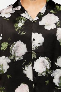 BLACK/MULTI Satin Floral Print Shirt, image 6