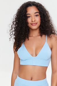 SKY BLUE Ribbed Knit Lounge Cropped Cami, image 1