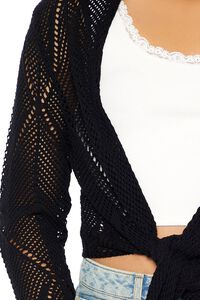 BLACK Open-Knit Tie-Front Sweater, image 5
