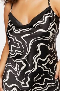 BLACK/WHITE Plus Size Abstract Print Slip Dress, image 6