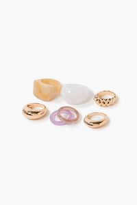 GOLD/MULTI Twisted & Marble Ring Set, image 1
