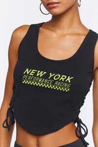 BLACK/NEON GREEN Lace-Up Graphic Tank Top, image 5