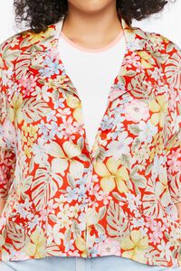 RED/MULTI Plus Size Tropical Floral Print Shirt, image 5